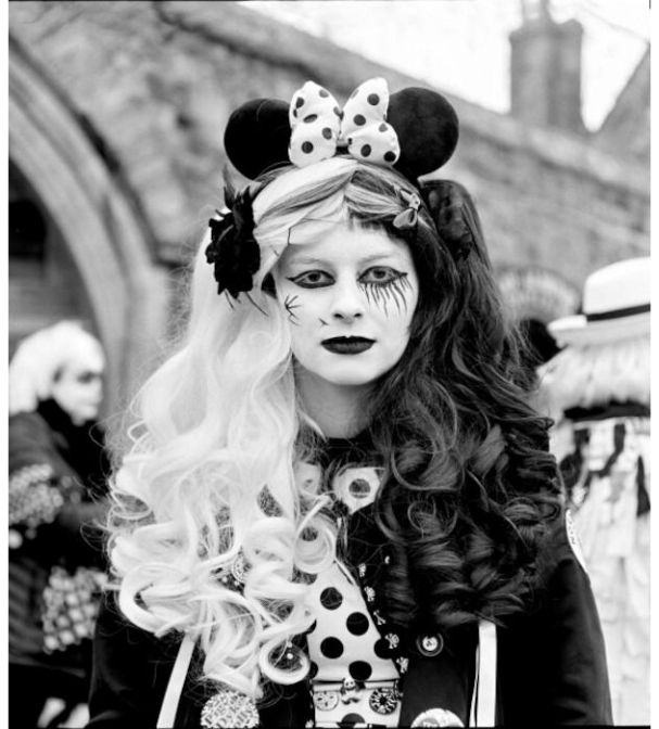 Portrait of dancer dressed in a bizarre Micky Mouse theme