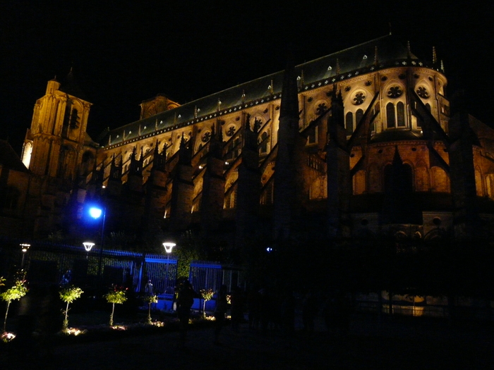 Bourges Cathedral, illuminated at night as part of a "son et lumière" trail they put on at night. Several pictures from same follow.