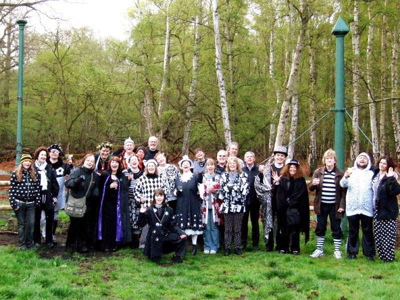 Pig Dyke, without their clothes on at sunrise on Holme Fen, Mayday 2008. The post marks the lowest point in England, where the plughole used to be